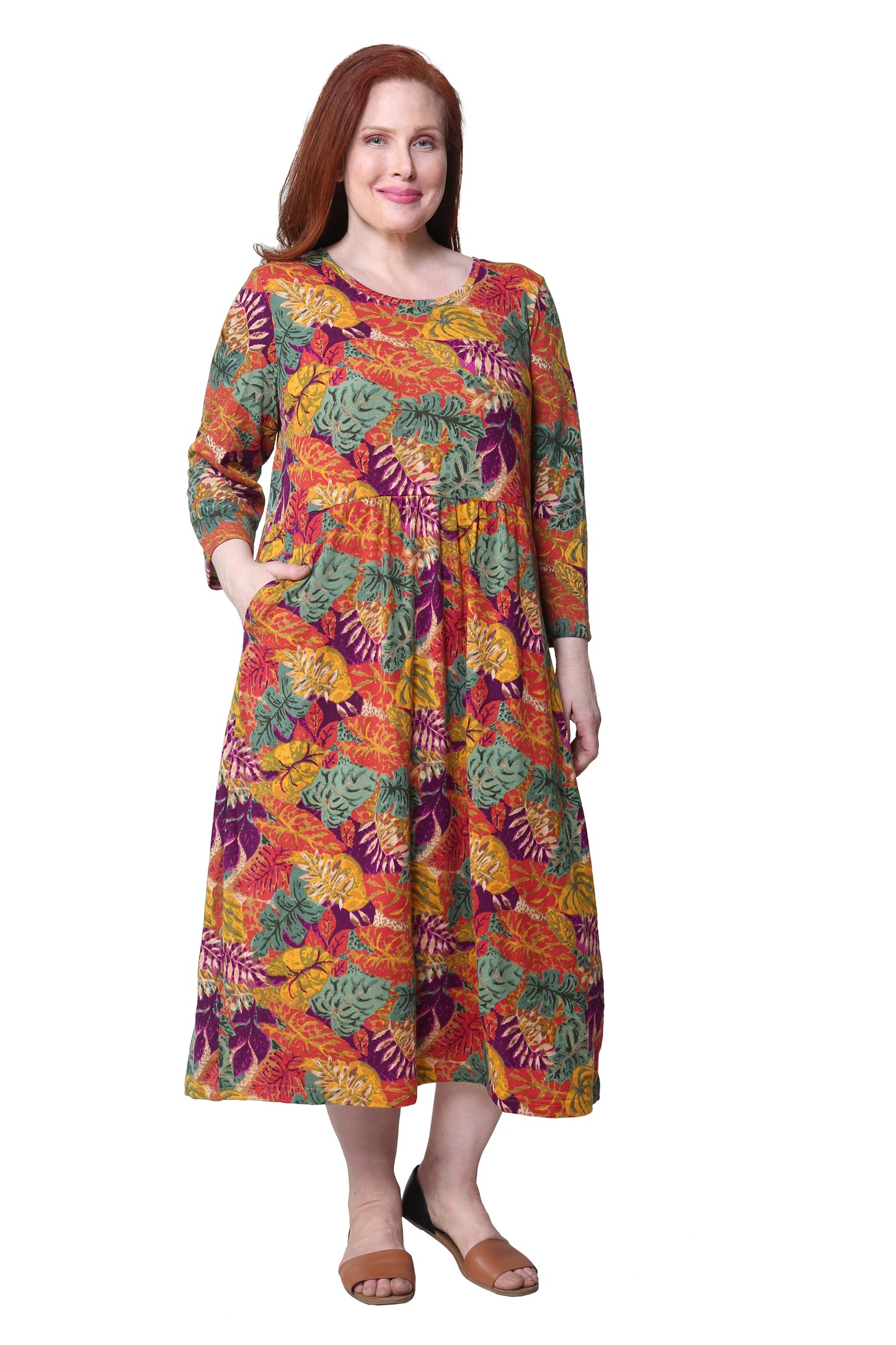 La Cera Plus Size Fall Foliage Knit Dress
