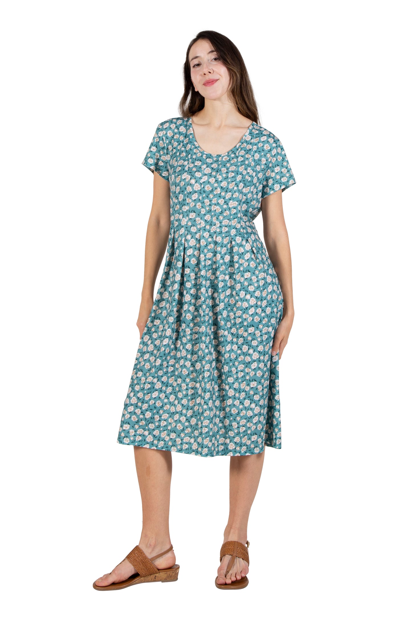 La Cera Wildflower Print Pleat Front Dress