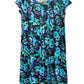 La Cera Tropical Blue Hibiscus Pleat Front Dress