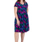 La Cera Impressionistic Floral Pleat Front Dress