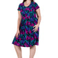 La Cera Impressionistic Floral Pleat Front Dress