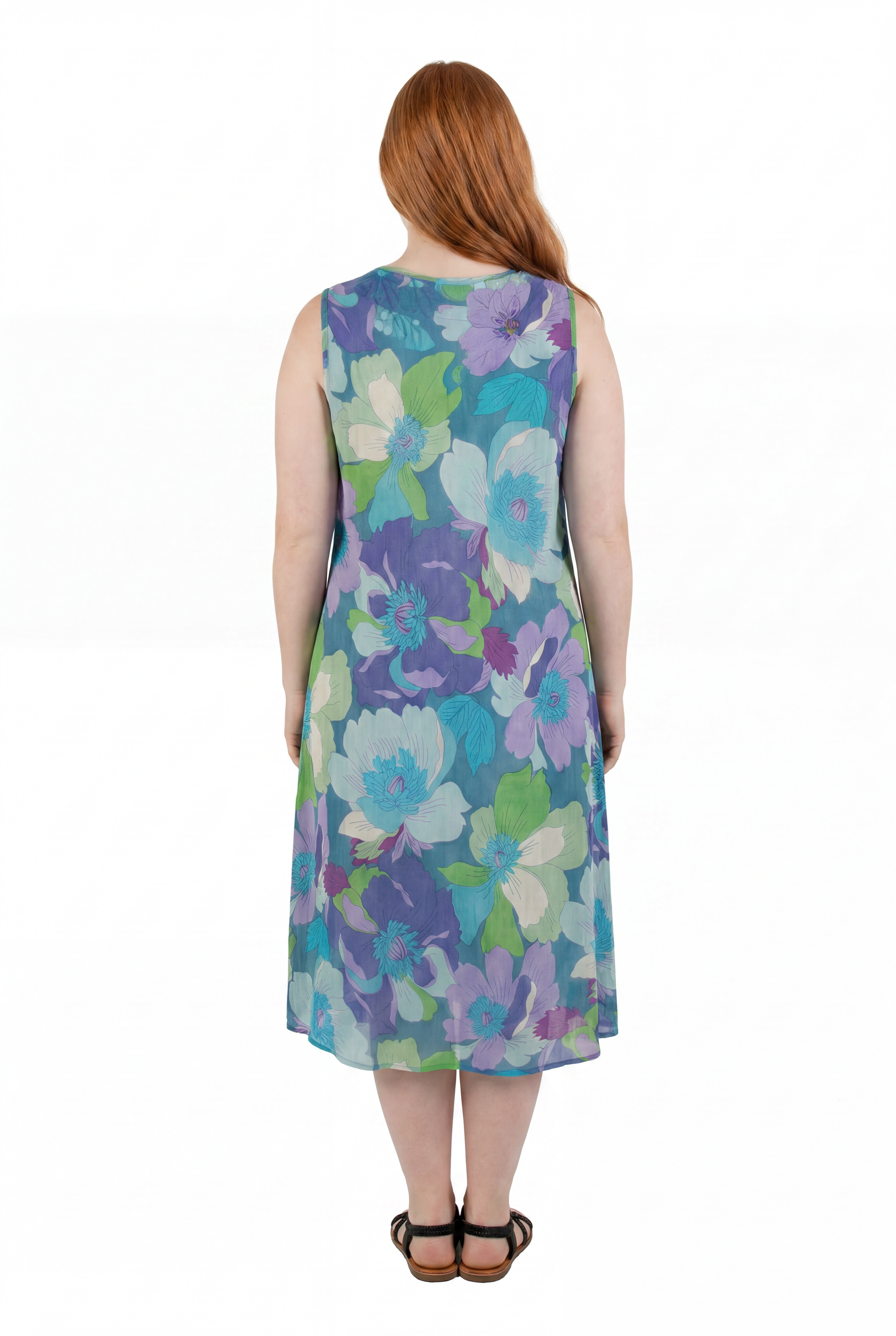 La Cera Sleeveless V-Neck Retro Floral Dress - La Cera