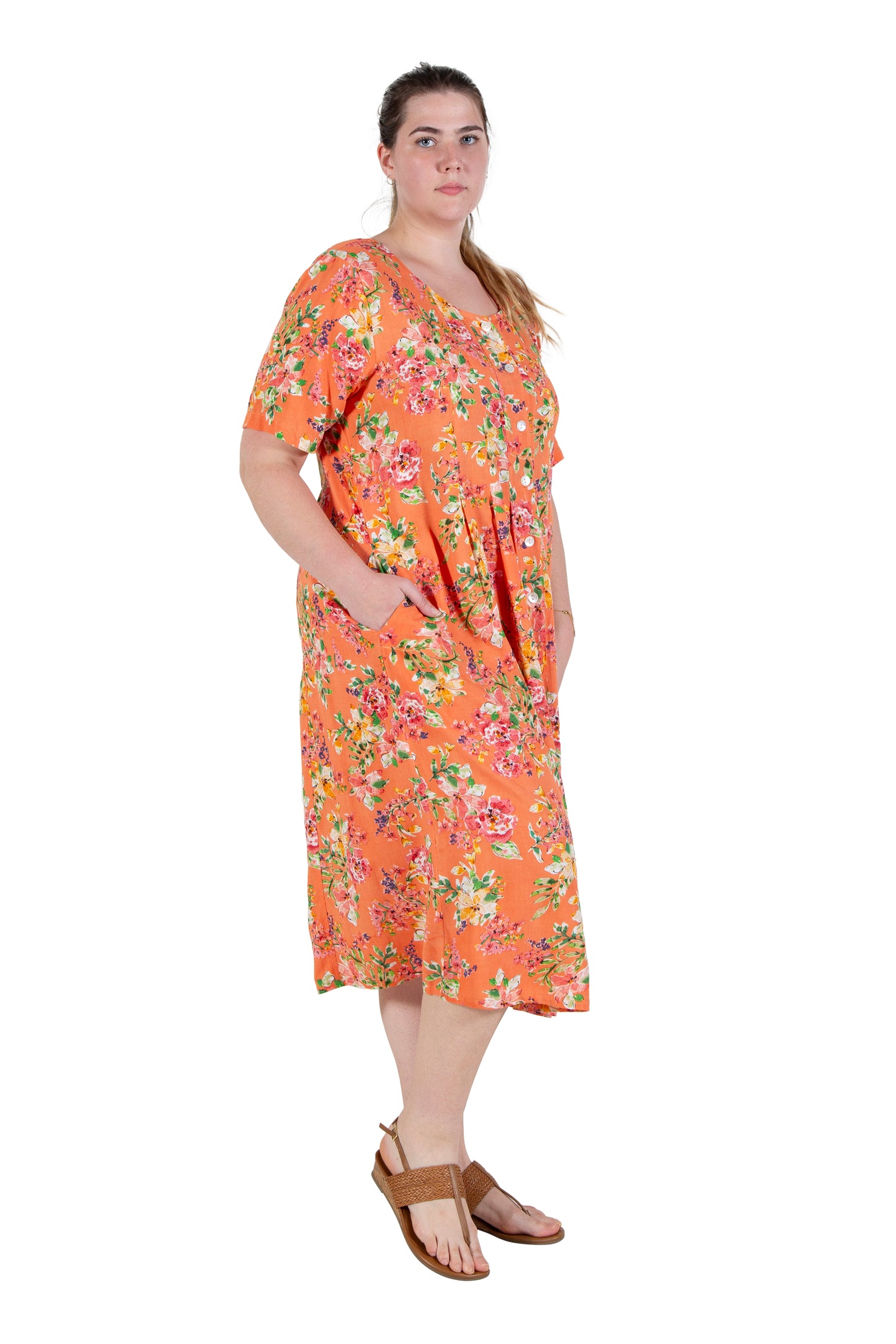 Plus Size La Cera Button Front Short Sleeve Dress - La Cera
