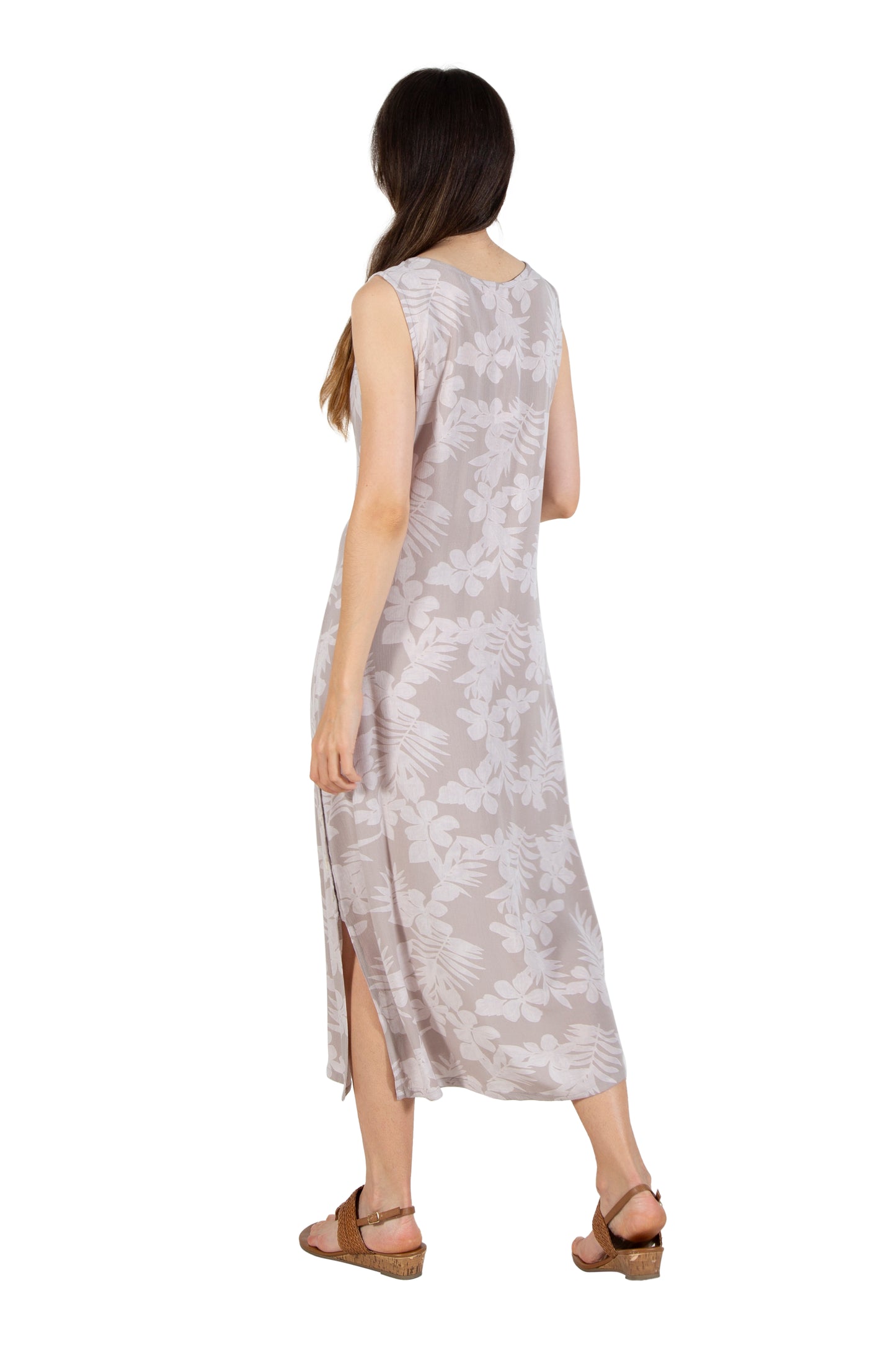 La Cera Sleeveless Floral Tonal Printed A-Line Dress
