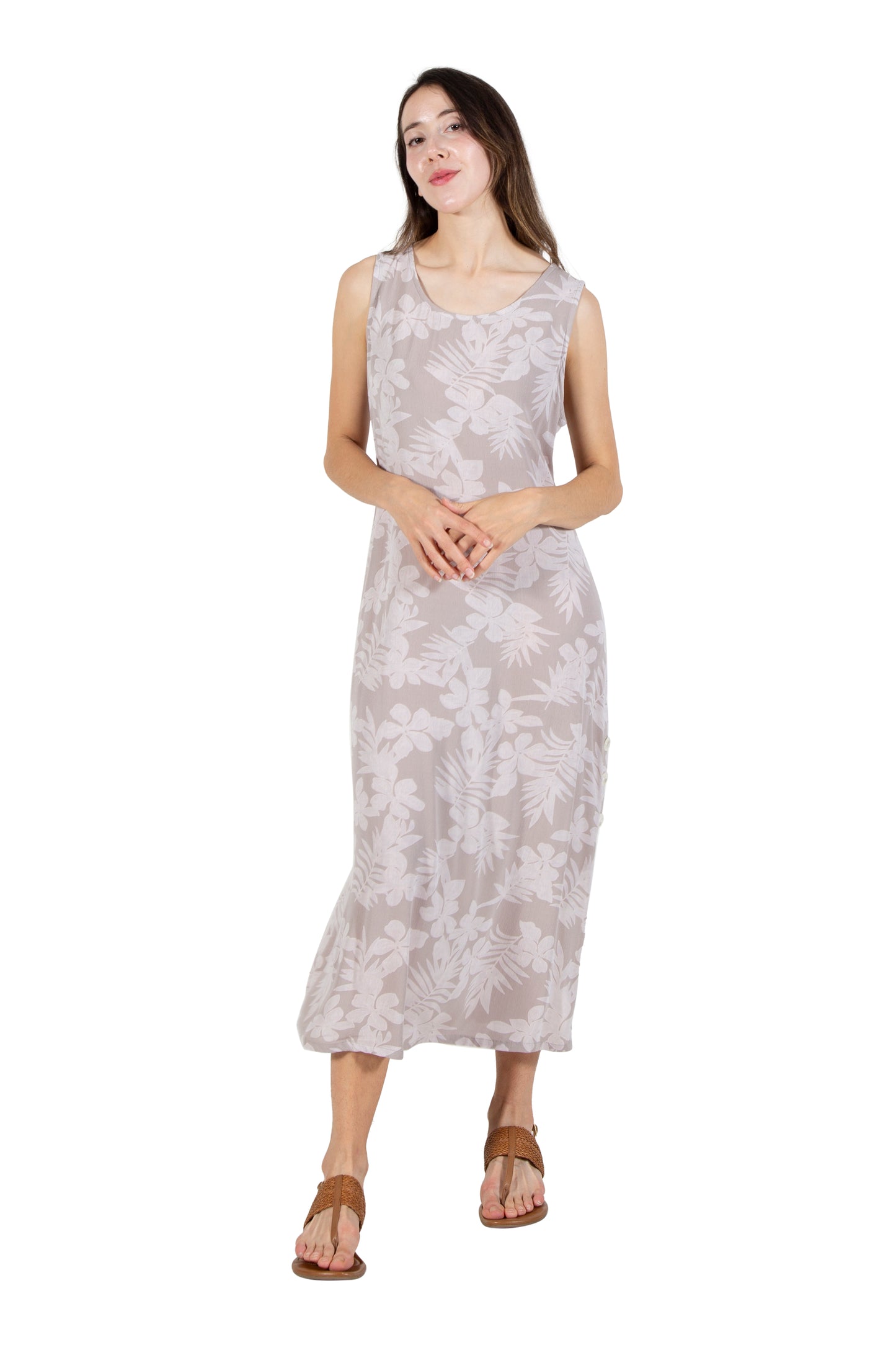 La Cera Sleeveless Floral Tonal Printed A-Line Dress