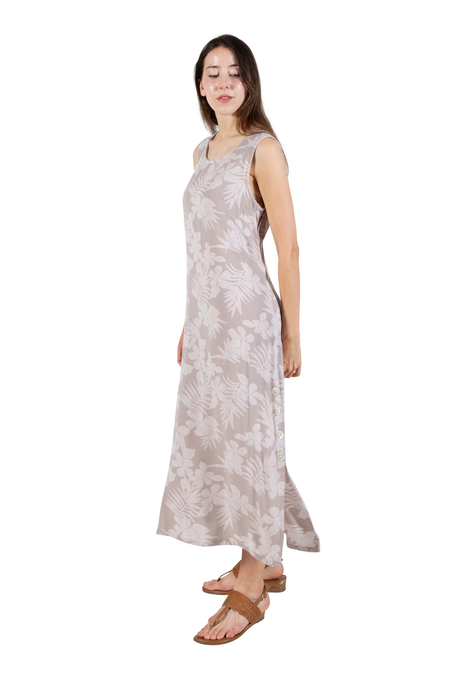 La Cera Sleeveless Floral Tonal Printed A-Line Dress