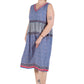 Vestido con estampado de borde de cintura imperio y escote en V de talla grande