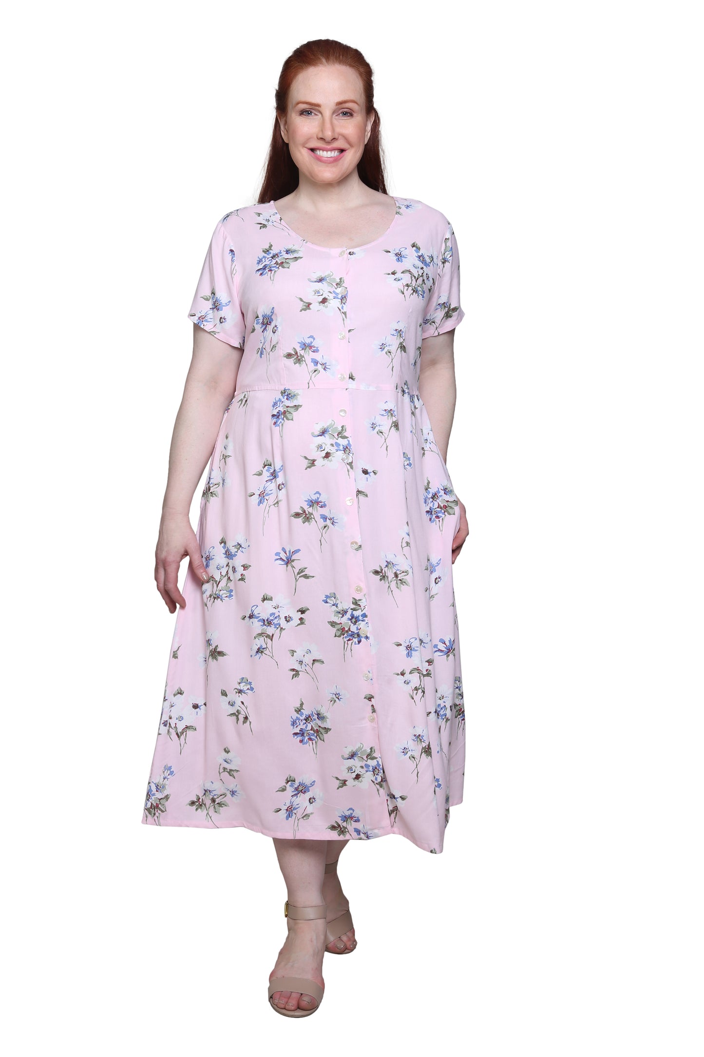 Plus Size La Cera Button Front Short Sleeve Dress - La Cera