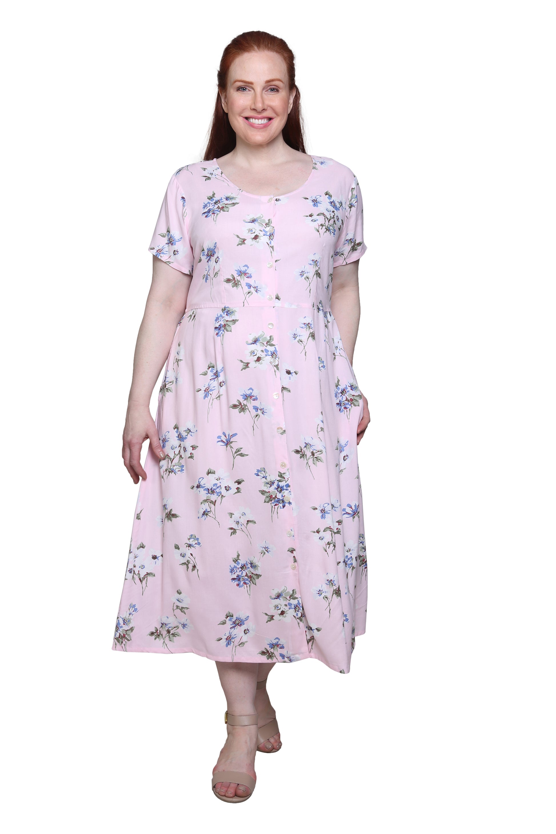 Plus Size La Cera Button Front Short Sleeve Dress - La Cera