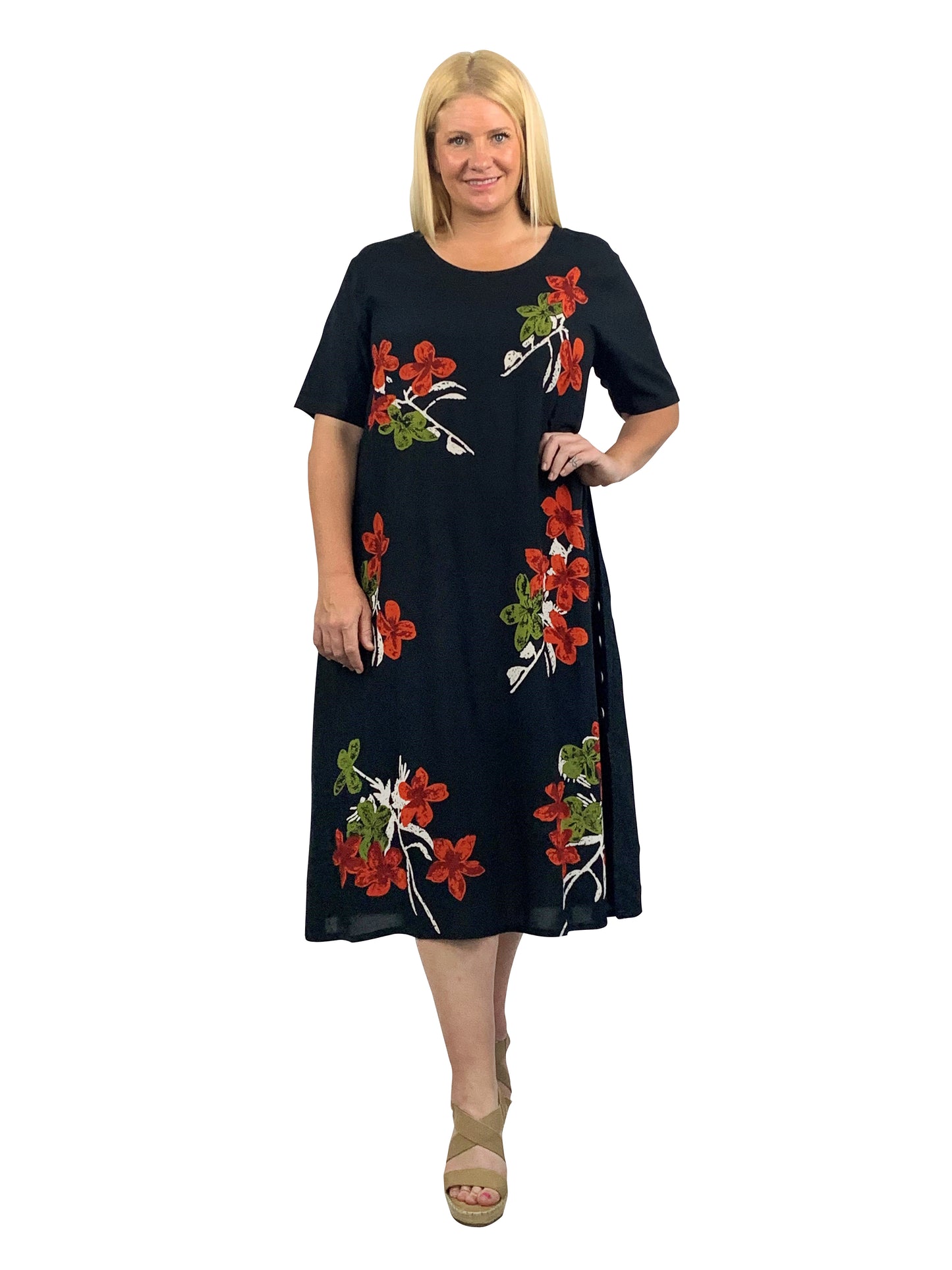 La Cera Short Sleeve A-Line Dress - La Cera