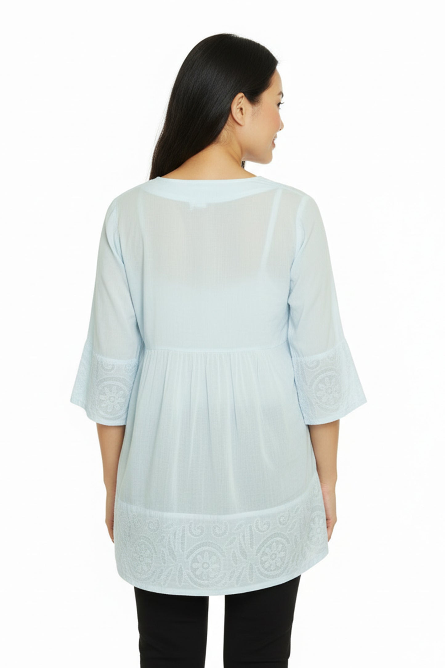 La Cera Applique Trimmed Tunic Top - La Cera
