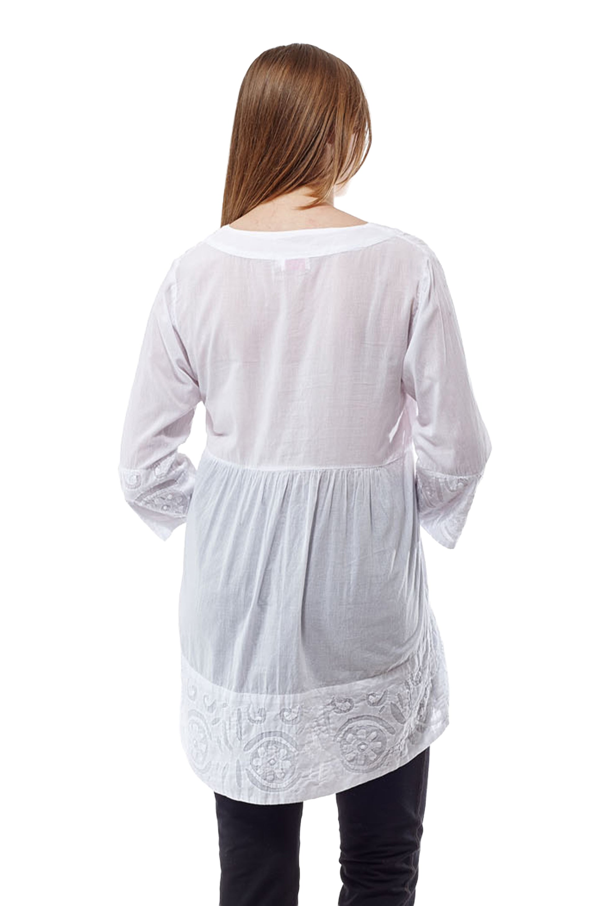 La Cera Applique Trimmed Tunic Top - La Cera
