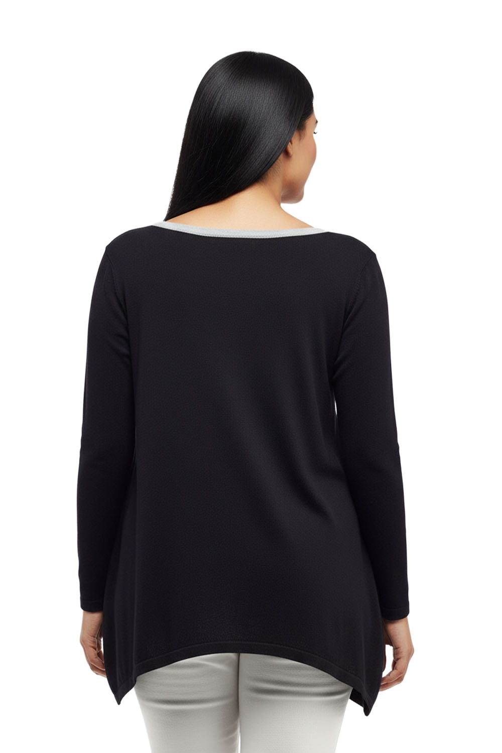 La Cera Hi-Lo Crew Neck Sweater Top - Plus Size