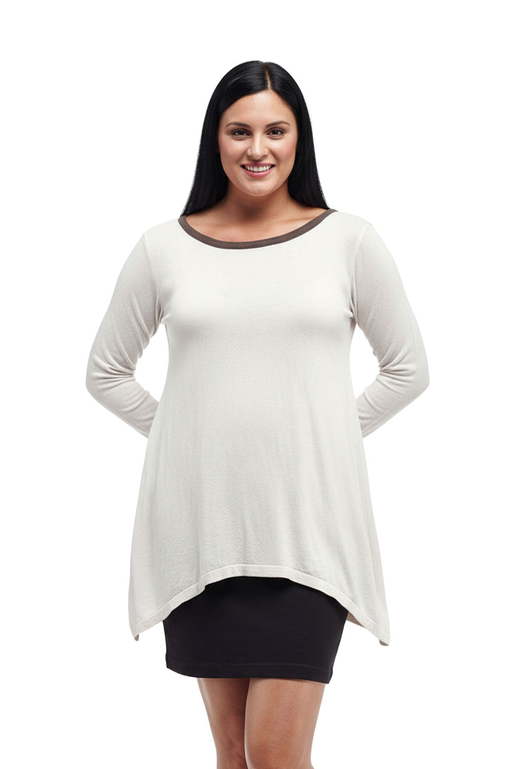 La Cera Hi-Lo Crew Neck Sweater Top - Plus Size