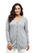 La Cera Long Sleeve Boyfriend Cardigan - Plus Size - La Cera
