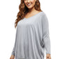 La Cera V-Neckline Dolman Sleeve Sweater - Plus Size