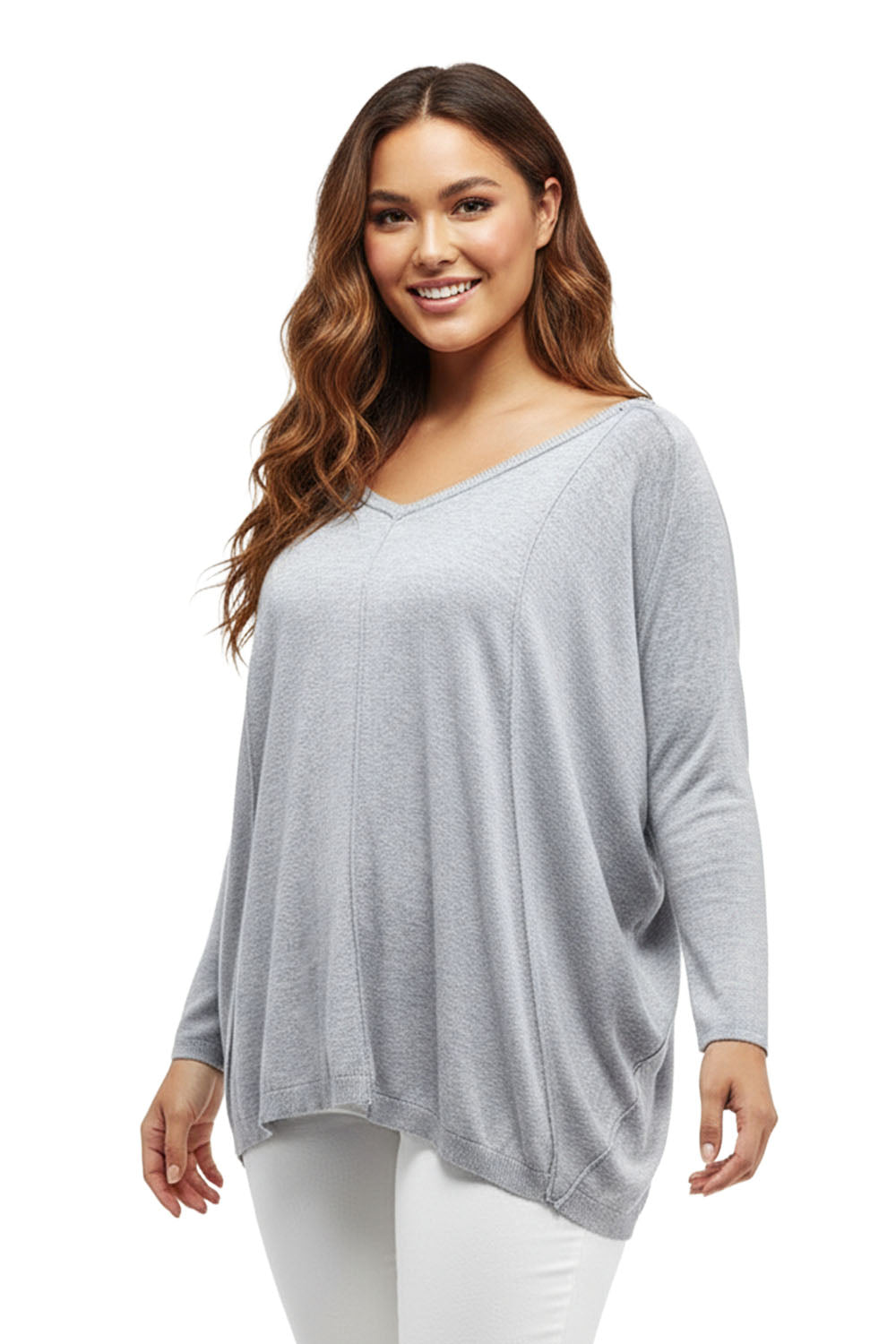 La Cera V-Neckline Dolman Sleeve Sweater - Plus Size
