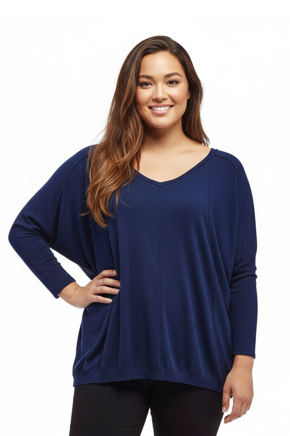 La Cera V-Neckline Dolman Sleeve Sweater - Plus Size