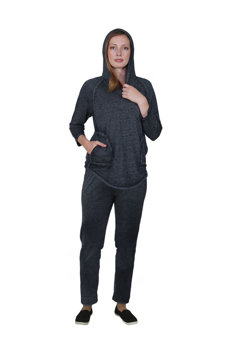 Soft & Supple 2-Piece Hooded Knit Sweatpants Set - La Cera