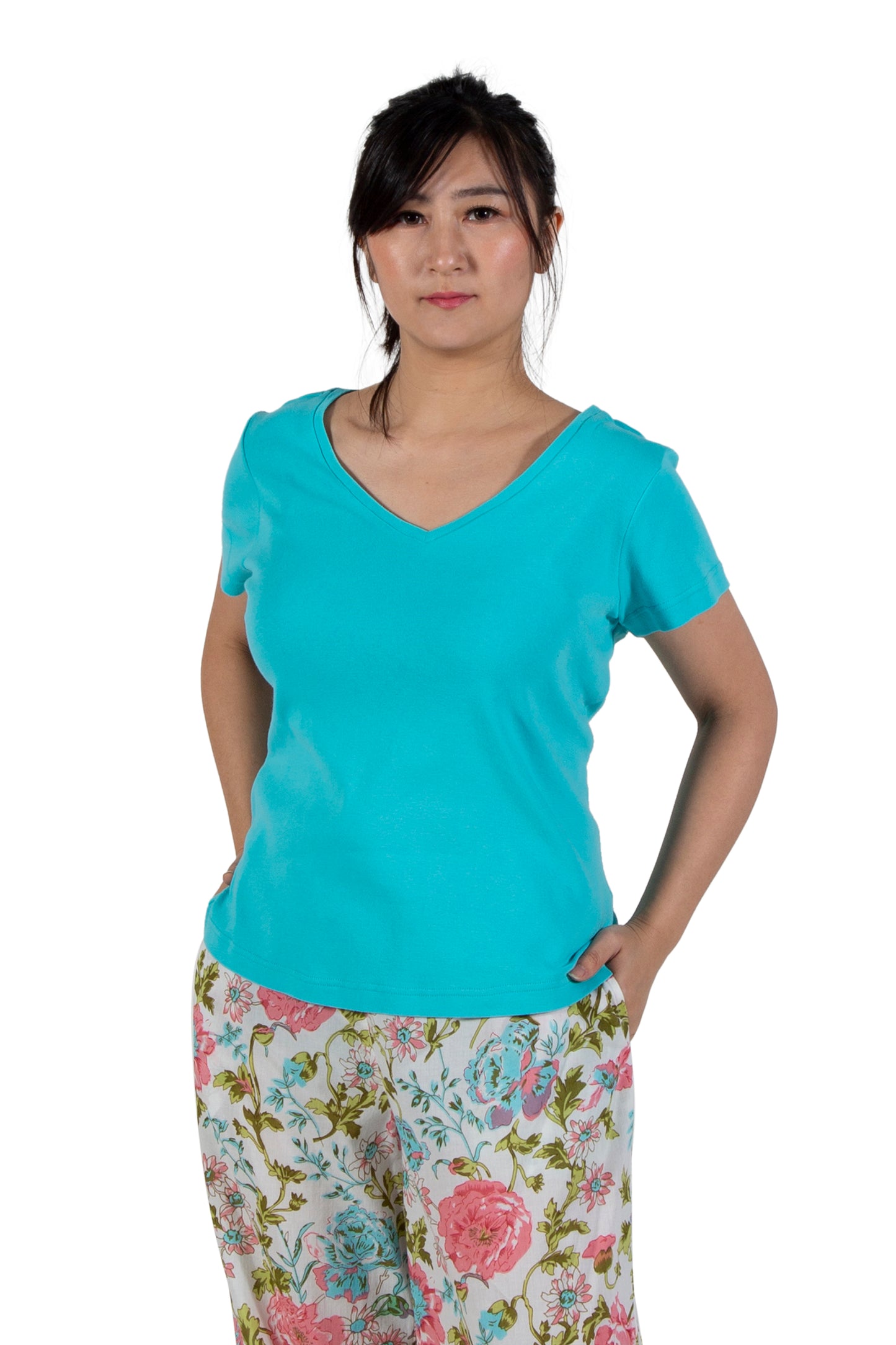 A La Carte By La Cera Cotton V-Neck Top