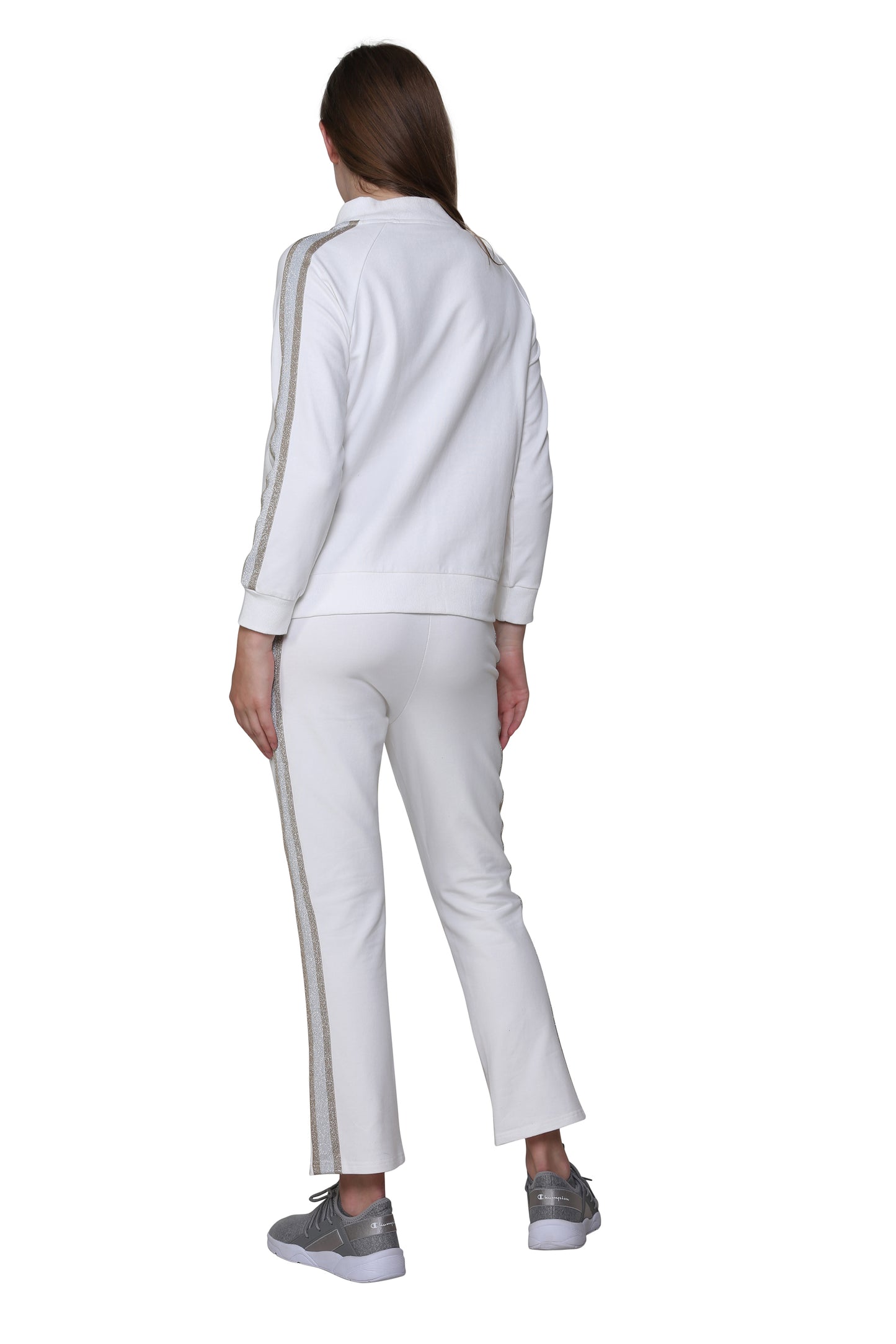 French Terry Cotton 2-Piece Zip-Front Track Pant Set - La Cera