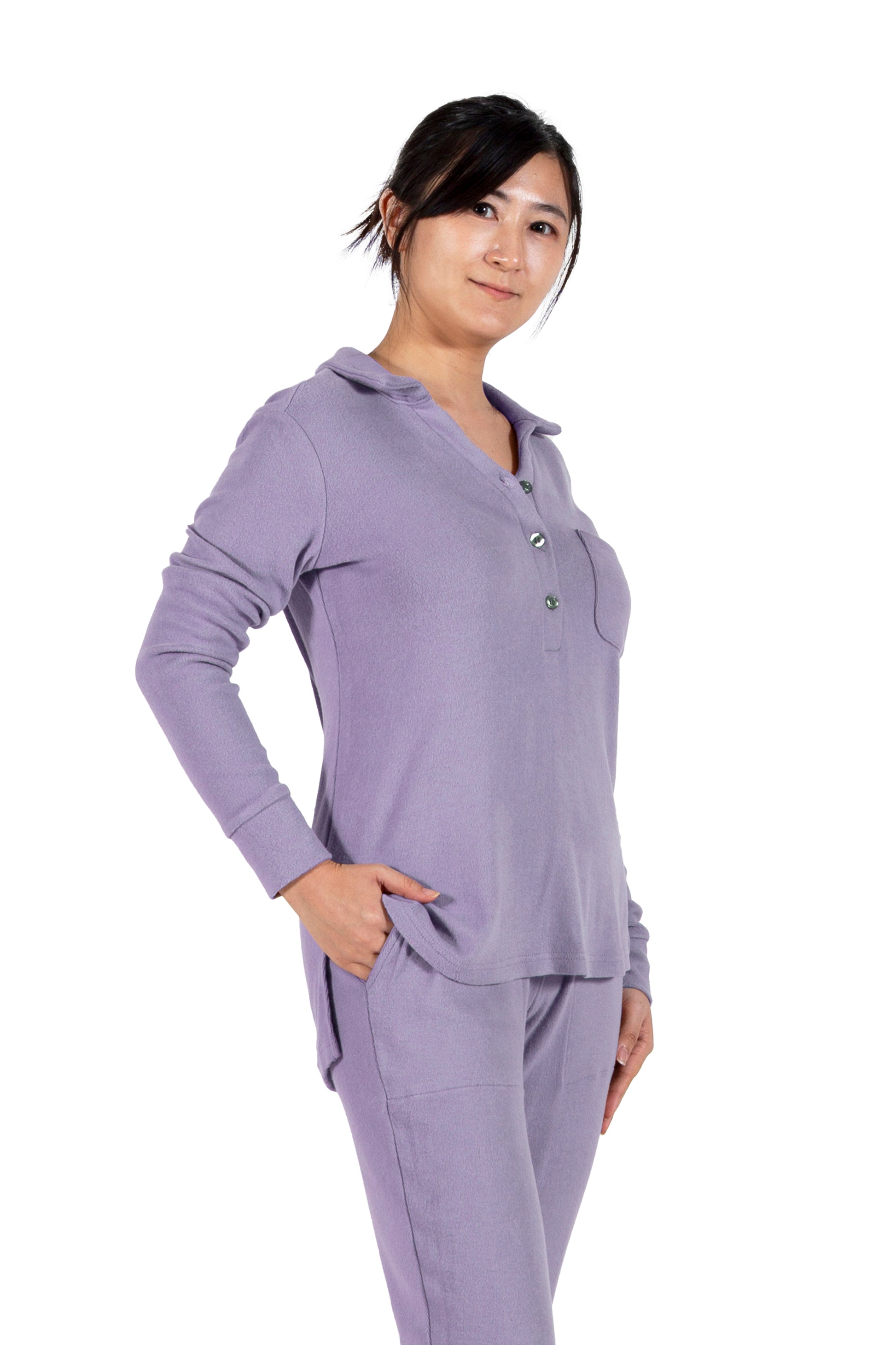 Comfort Luxe Collection Cozy Knit Notch Collar Shirt - La Cera