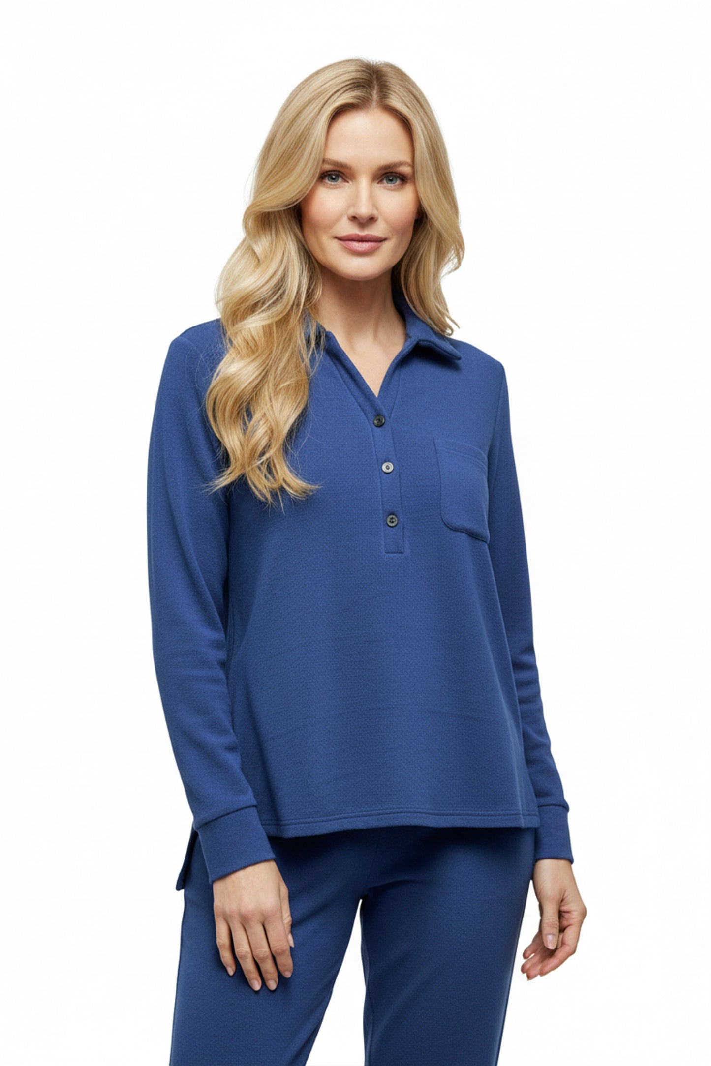 Comfort Luxe Collection Cozy Knit Notch Collar Shirt - La Cera
