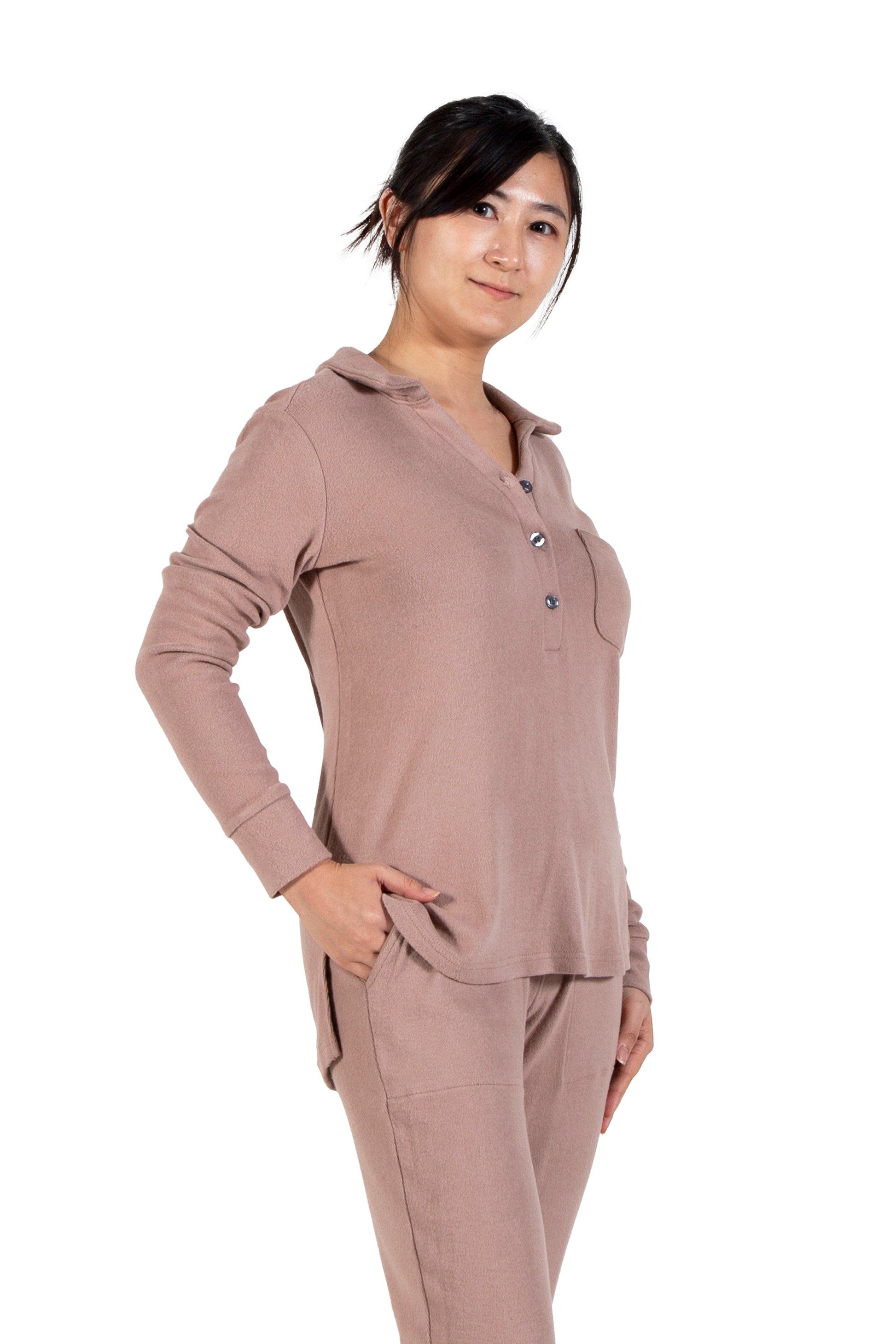 Comfort Luxe Collection Cozy Knit Notch Collar Shirt - La Cera