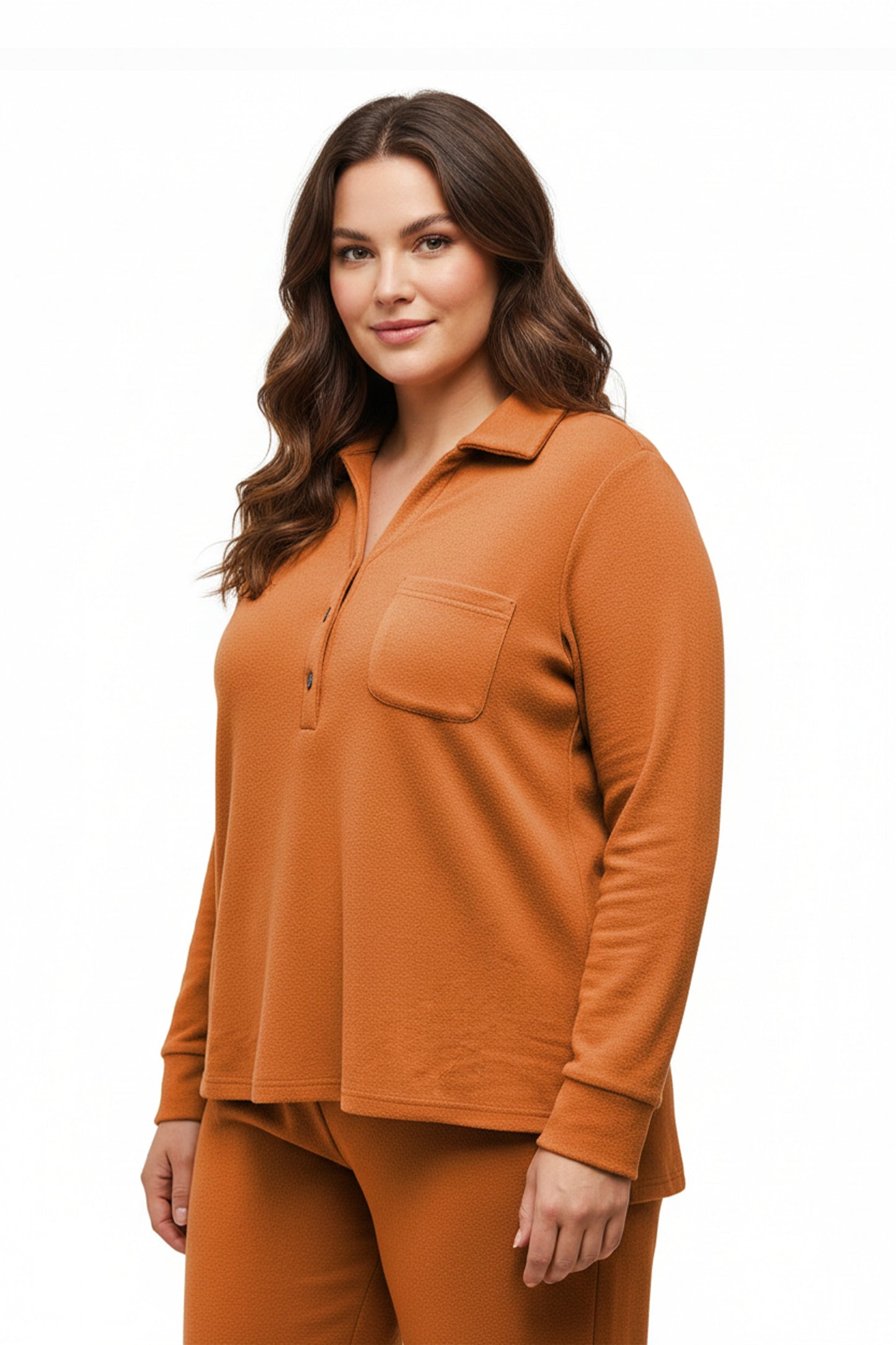 Plus Size Comfort Luxe Collection Cozy Notch Collar Shirt