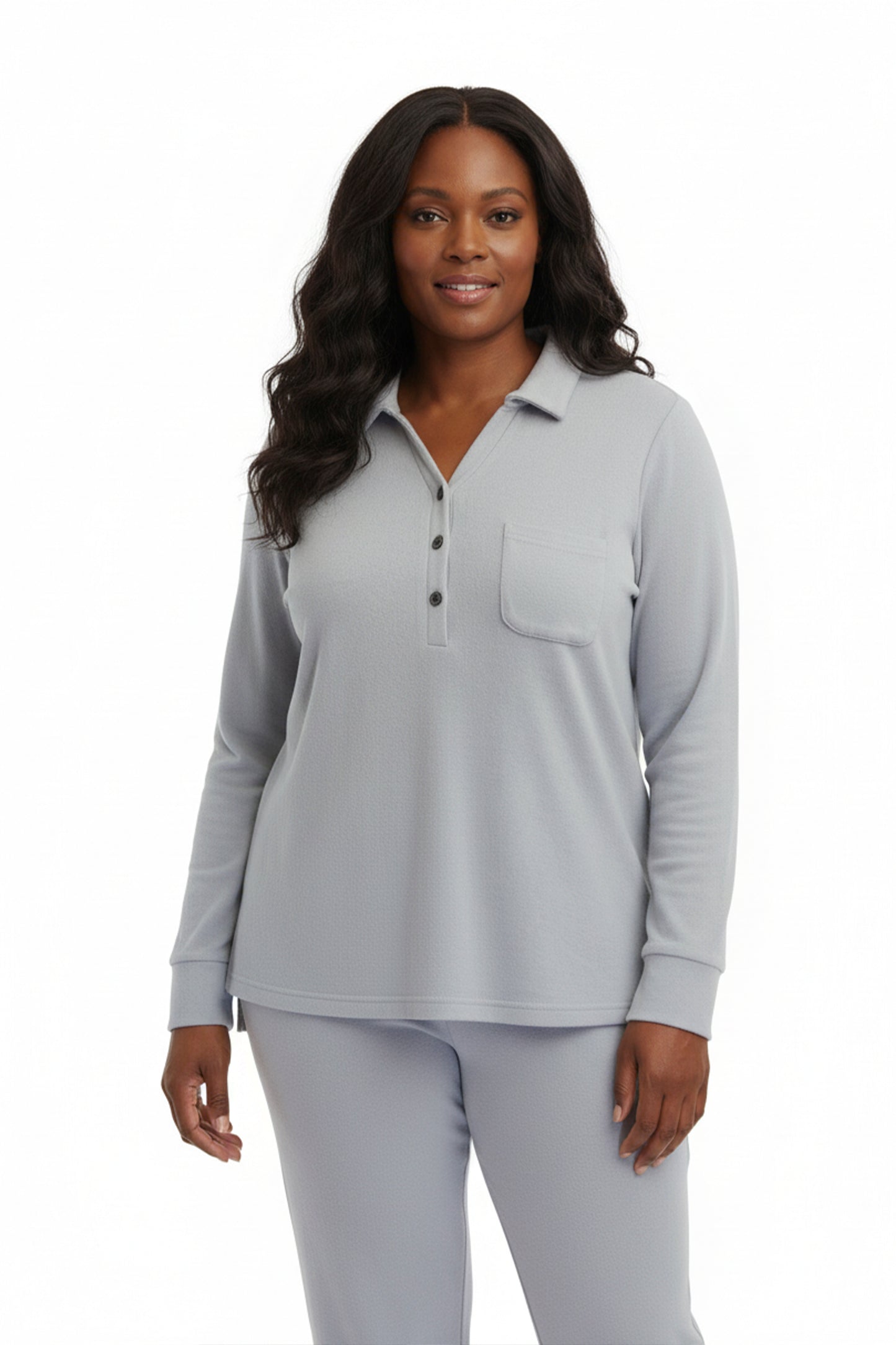Plus Size Comfort Luxe Collection Cozy Notch Collar Shirt