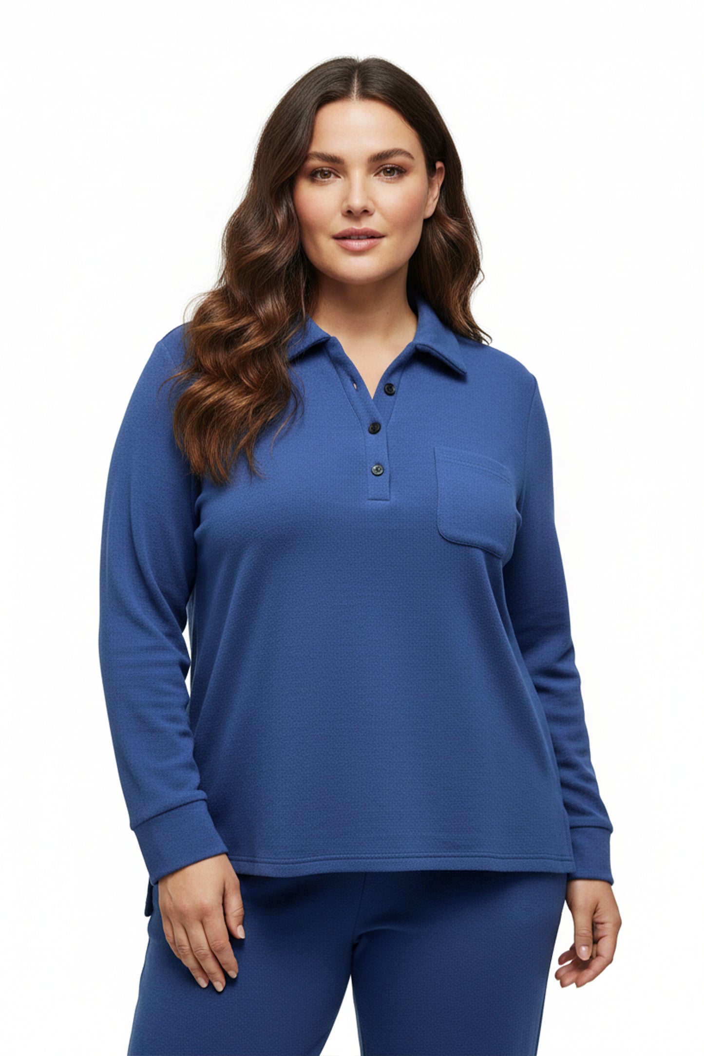 Plus Size Comfort Luxe Collection Cozy Notch Collar Shirt