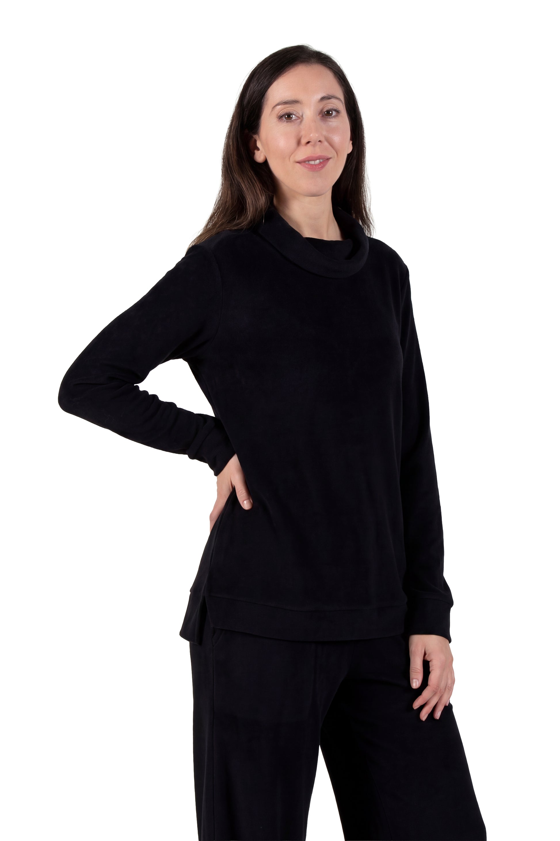 Comfort Luxe Collection Cozy Knit Cowl Neck Top - La Cera