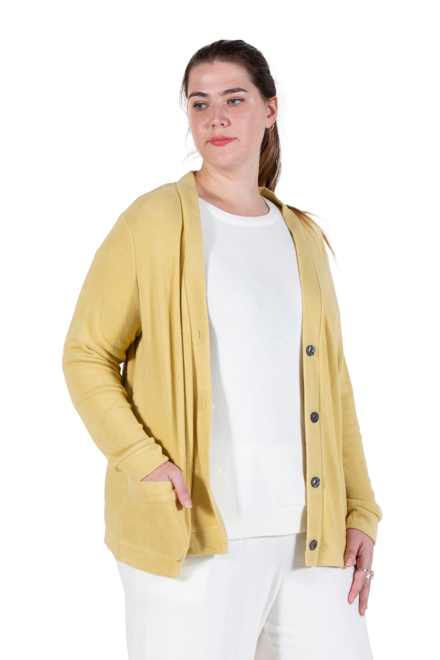 Plus Size Comfort Collection Luxe Cozy Knit Button Front Jacket