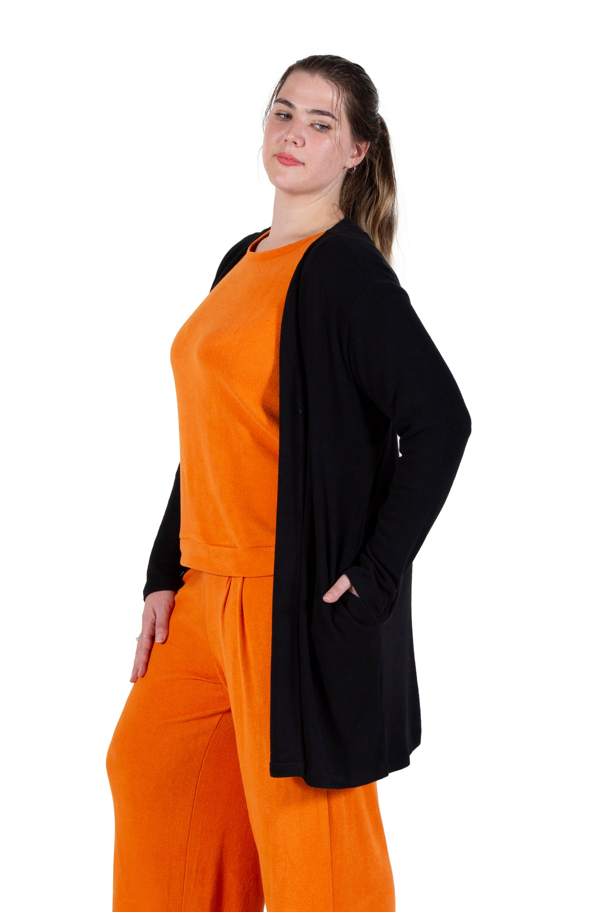 Plus Size Comfort Luxe Collection Knee Length Cardigan - La Cera