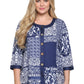 La Cera Plus Size Navy Mosaic Tile Print Top - La Cera