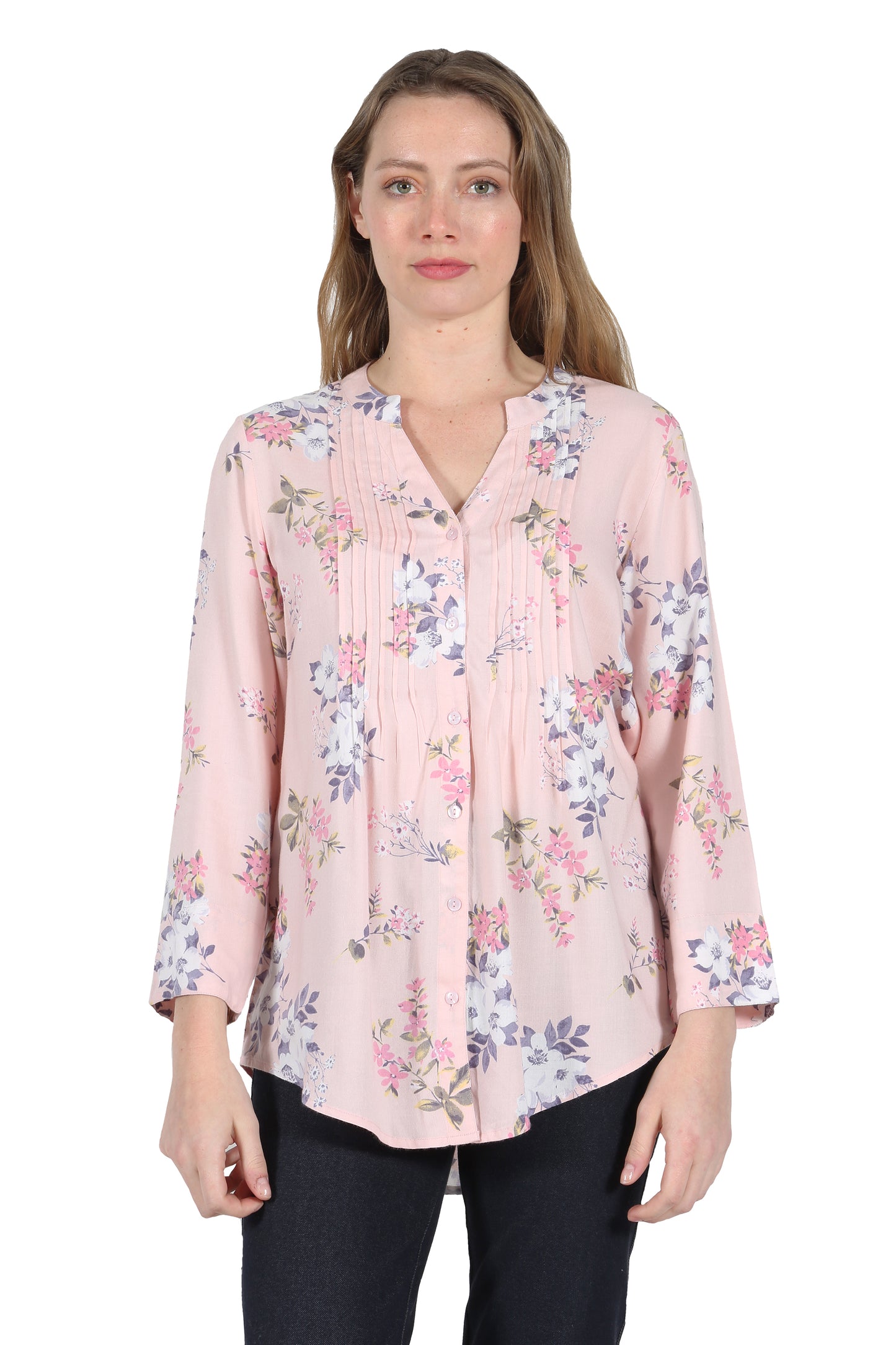 La Cera Pleat Front Rayon Tunic - La Cera