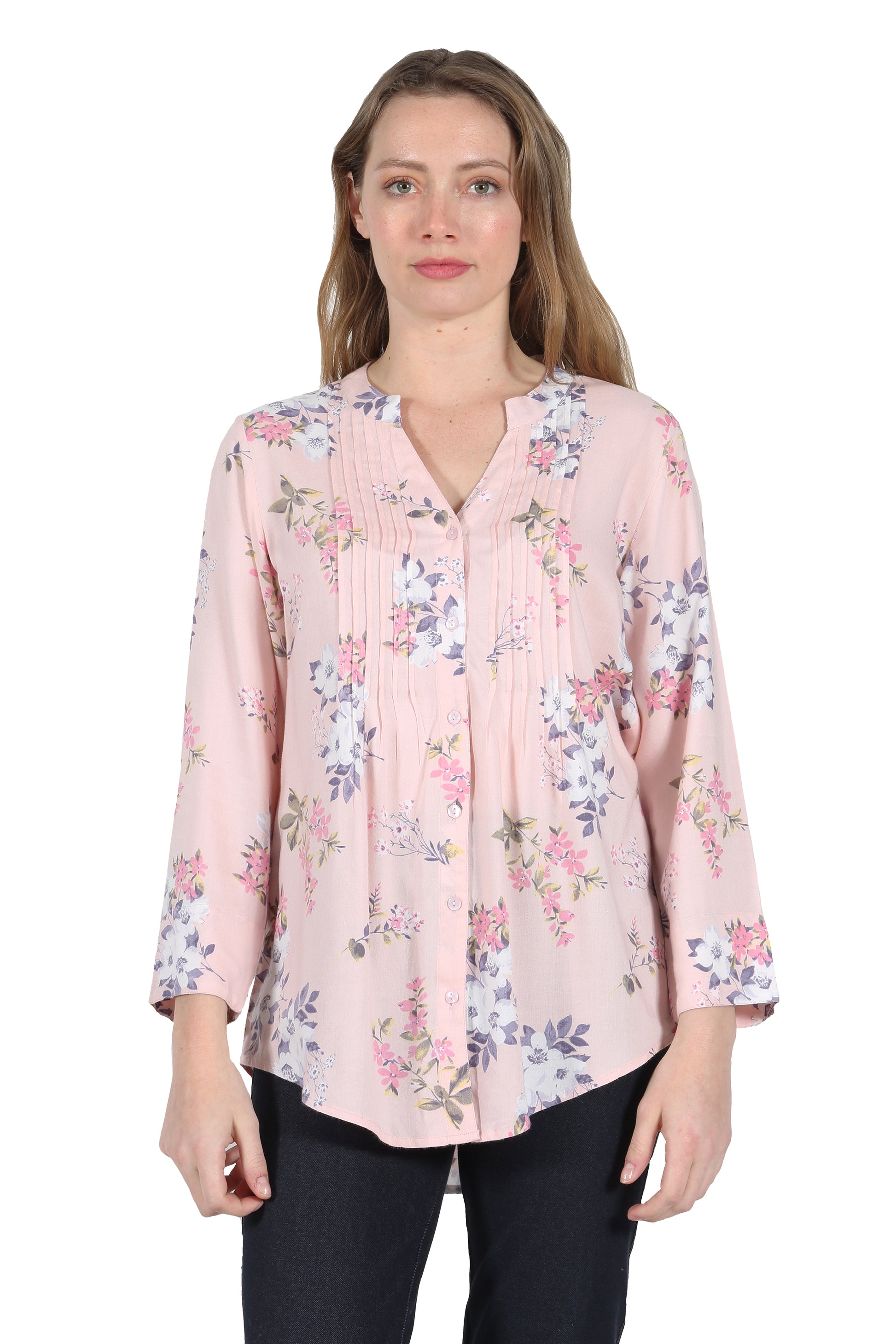 La Cera Pleat Front Rayon Tunic - La Cera