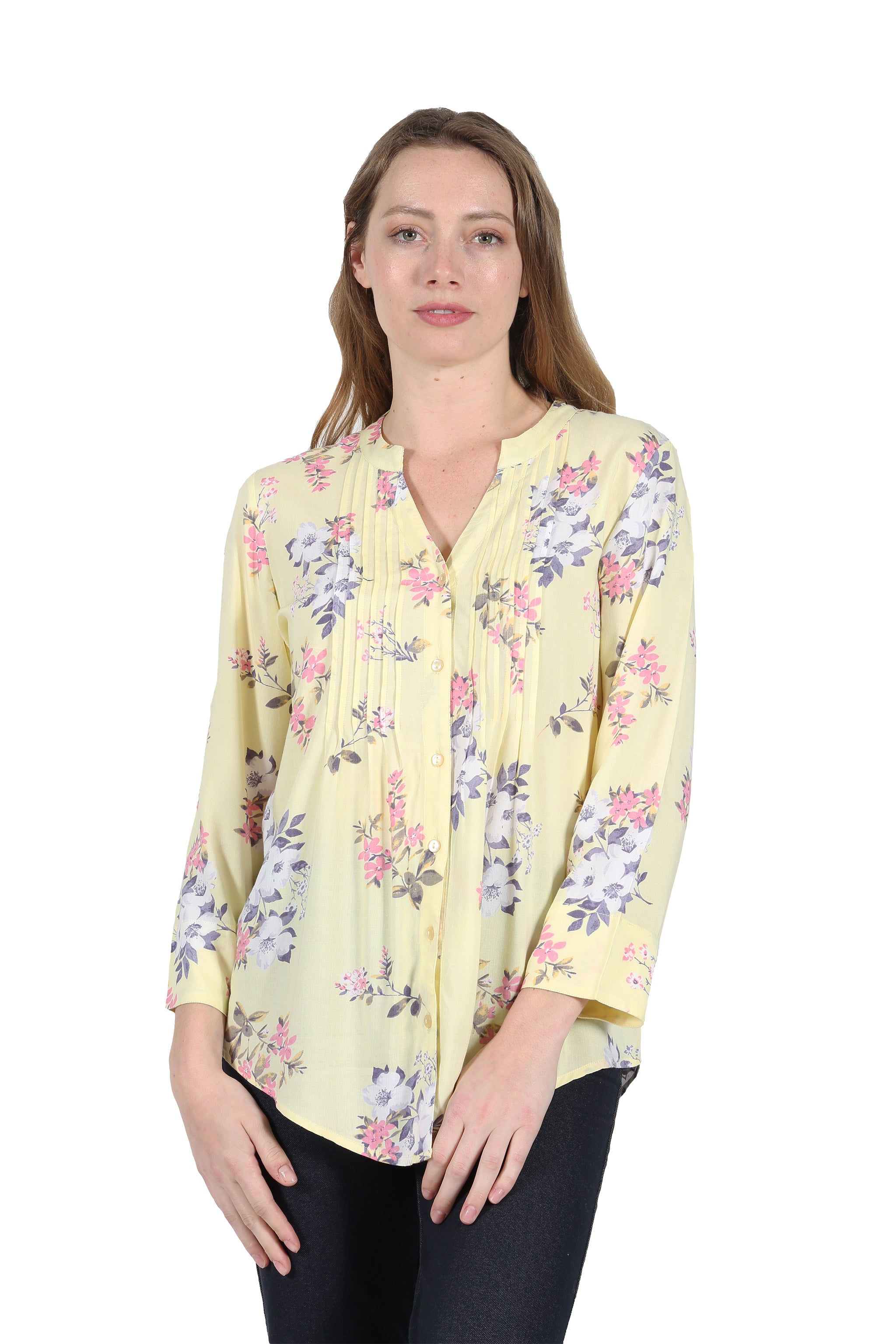 La Cera Pleat Front Rayon Tunic - La Cera