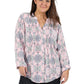 La Cera Plus Size Pleat Front Printed Rayon Top