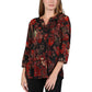 La Cera ¾ Sleeve Pleated Front Button Rayon Print Tunic