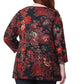 La Cera ¾ Sleeve Pleated Front Button Rayon Print Tunic