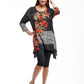 La Cera 3/4 Sleeve Asymmetric Print Rayon Top