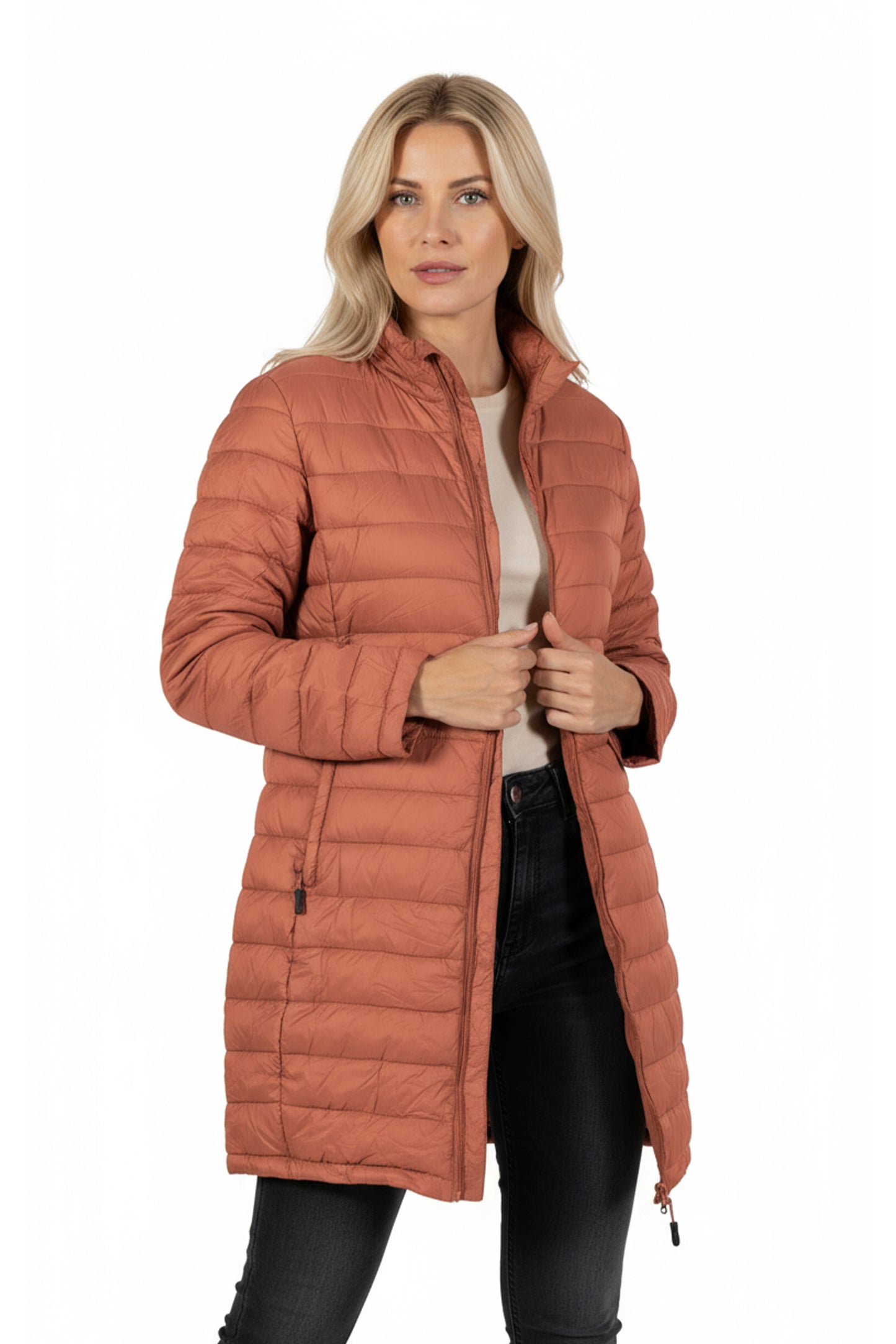 La Cera Lightweight Quilted Puffer Coat