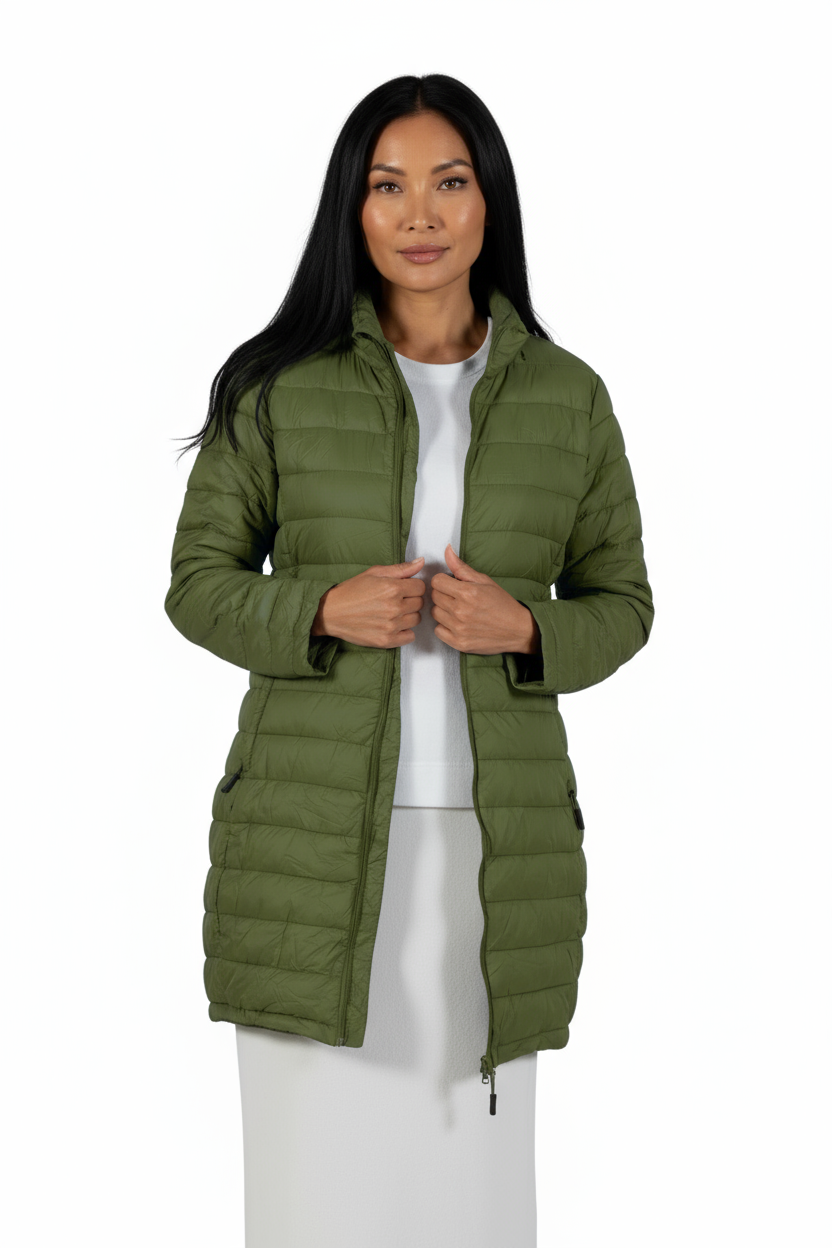 La Cera Lightweight Quilted Puffer Coat