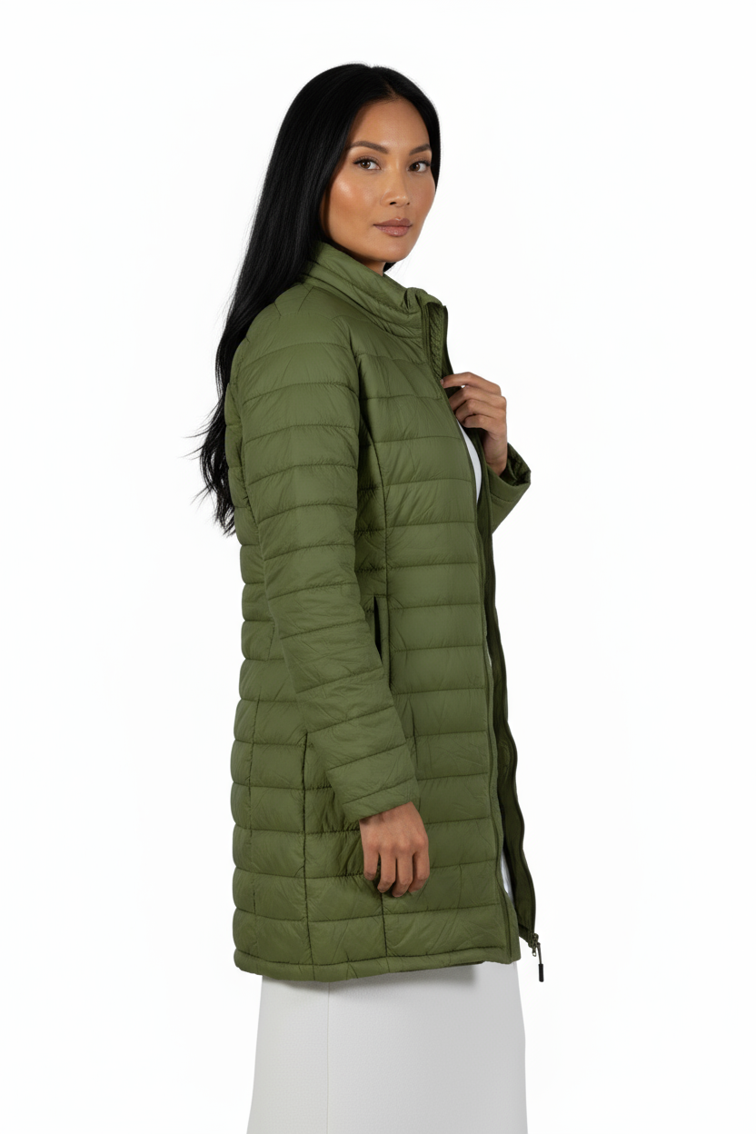 La Cera Lightweight Quilted Puffer Coat