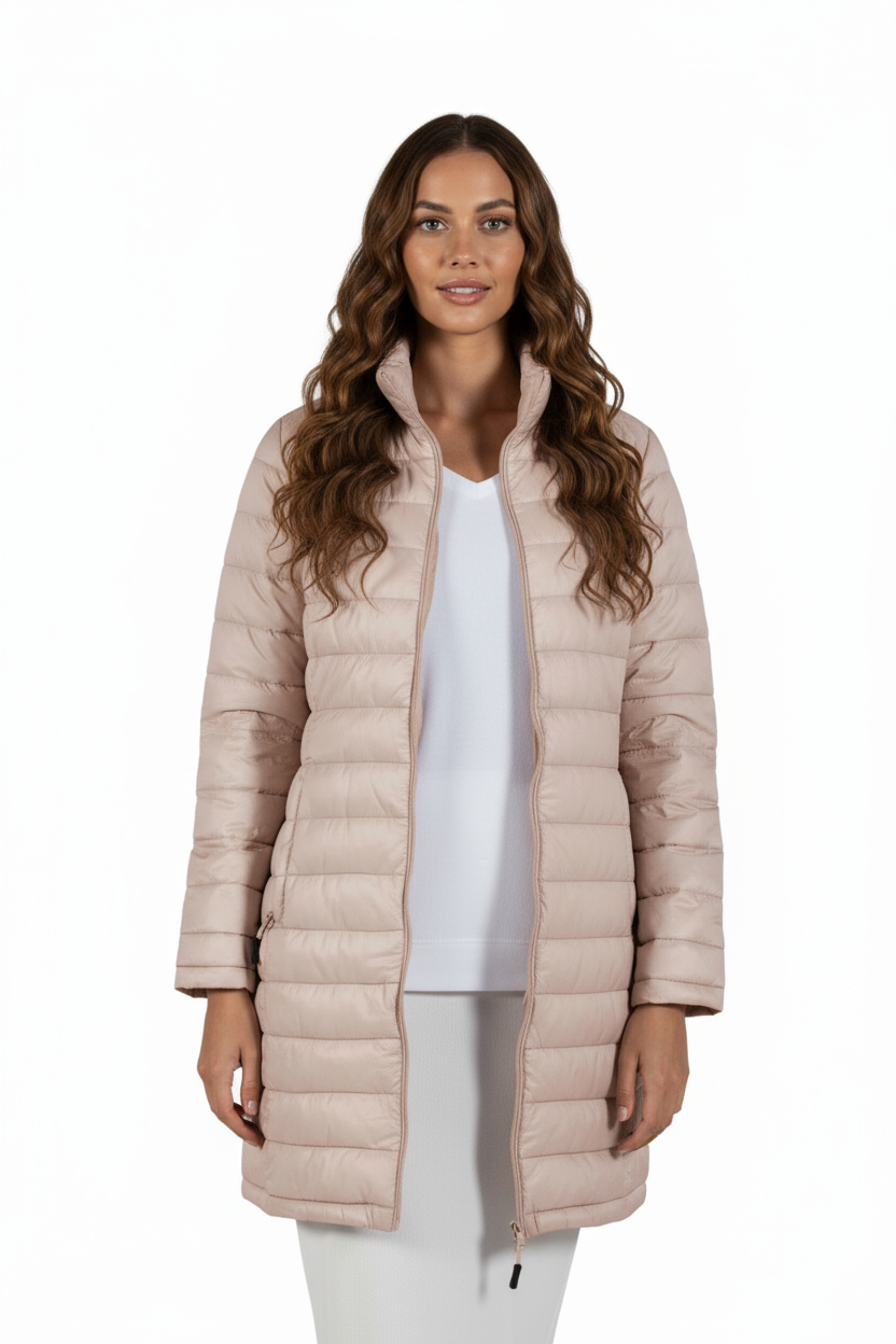 La Cera Lightweight Quilted Puffer Coat