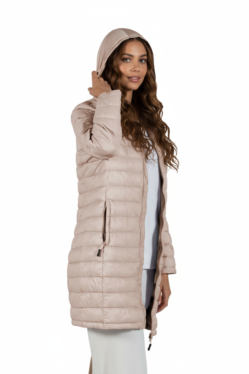 La Cera Lightweight Quilted Puffer Coat