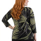Plus Size La Cera Savannah Palm Print Cowl Neck Top - La Cera