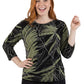 Plus Size La Cera Savannah Palm Print Cowl Neck Top - La Cera