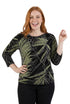 Plus Size La Cera Savannah Palm Print Cowl Neck Top - La Cera